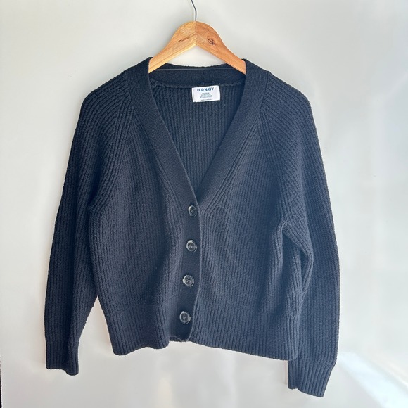Old Navy Cardigan Black Knit Button‎ Front V Neck Long Sleeve Classic  XSP - Picture 5 of 9